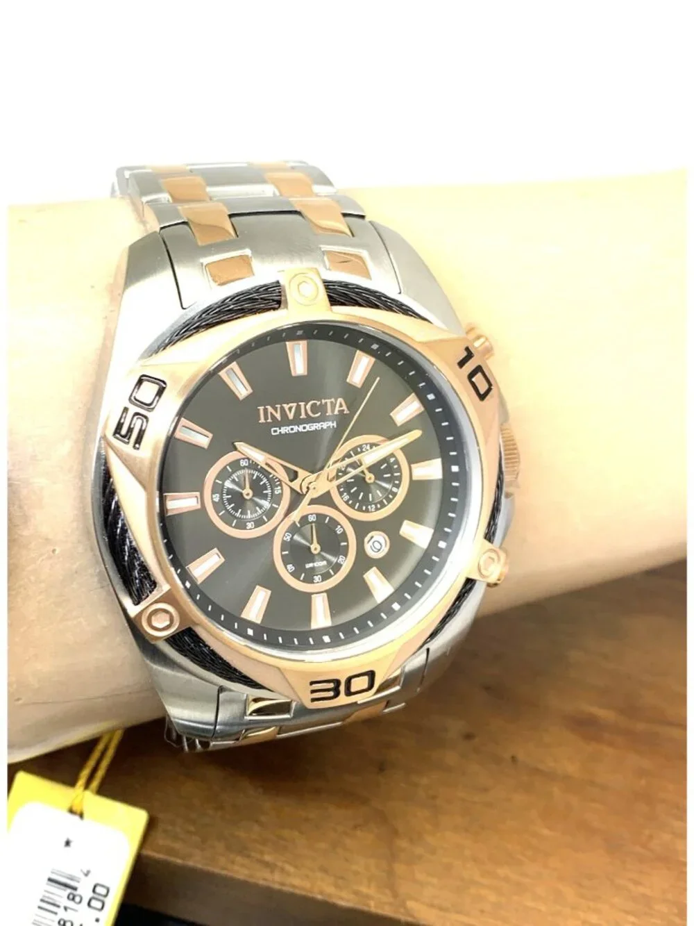 Invicta Men's Watch 34129 Bolt Quartz Chronograph Two Tone Rose Gold Silver 50mm
